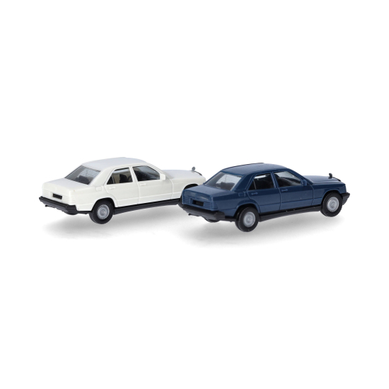 Herpa 012409-009 , Mercedes-Benz 190E labrador blue/classic white , Skala H0 1:87